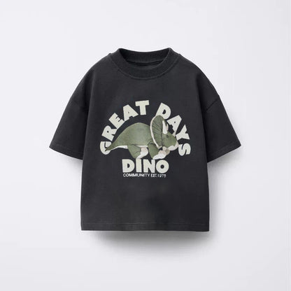 Animal Pattern Boys Clothes T-shirt Summer New Simple Fashion Short Sleeve Tops Kids Tees Round Collar Print Children's T Shirts