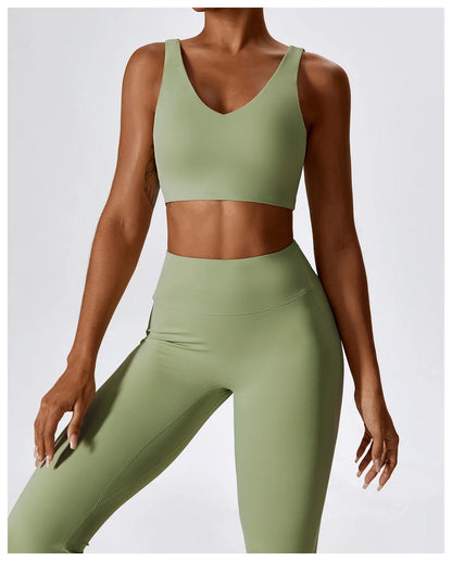 Women Yoga Set – Seamless Sportswear Gym Legging & Fitness Bra Crop Top
