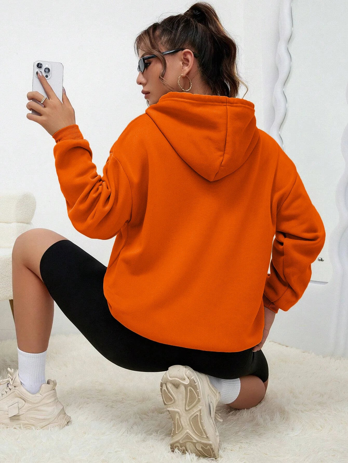 Casual Solid Color Hoodie for Women - Fleece Pocket Pullover