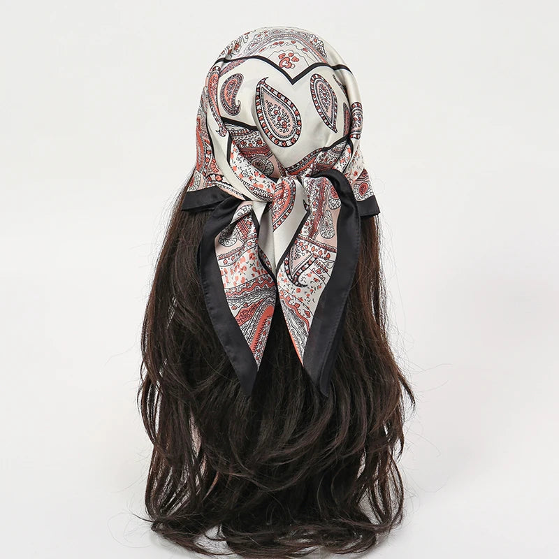 Bohemian Floral Silk Scarf - Tropical Leaf Head Wrap and Bandana
