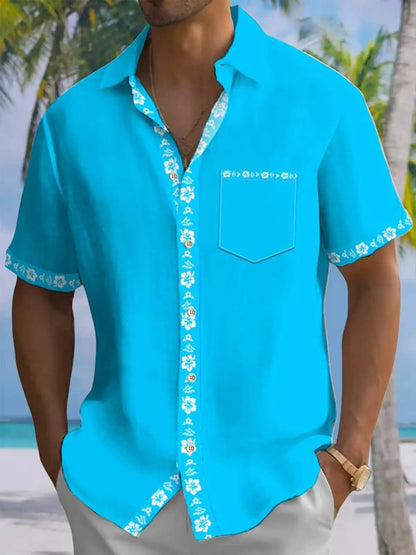 Men's shirts, button up shirts, casual shirts, spring and summer, printed short sleeves, daily, fashionable, comfortable