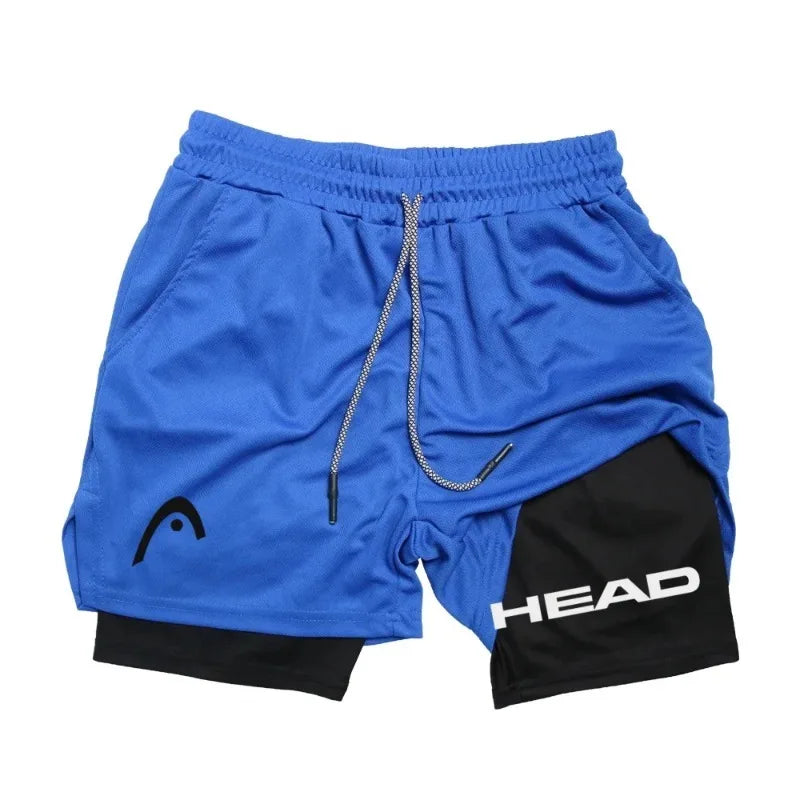 Head Running Shorts Men Fitness Gym Training 2-in-1 Fashion Versatile Sports Quick Dry Workout Jogging Double Deck Summer Short