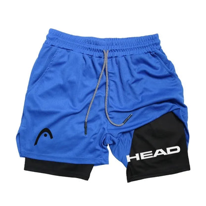 Head Running Shorts Men Fitness Gym Training 2-in-1 Fashion Versatile Sports Quick Dry Workout Jogging Double Deck Summer Short