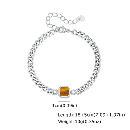 Vnox 5/7mm Width Adjustable Chain Bracelet for Men, Stainless Steel Acrylic Six-Sided Polished Jewelry Gift for Husband Son‌ Him