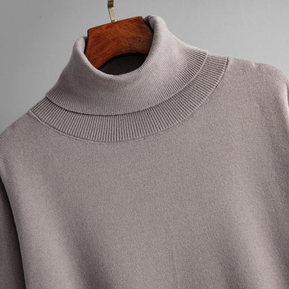 Women's Two Piece Set Autumn Winter High Collar Slit Knitted Sweater Pullover Fashion Casual Loose High Waist Pant Ensemble