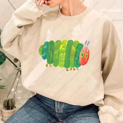 The Very Hungry Caterpillar Sweatshirt Cute Fnny Hungry Caterpillar Bookish Pullovers Man Women Retro Trend Cool Street Hoodies