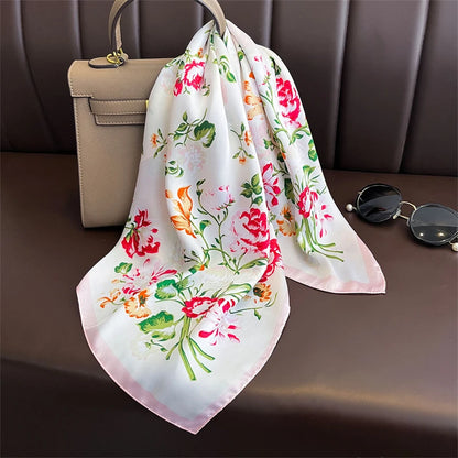 Luxury Satin Silk Scarf - Womens Fashion Shawl Hijab Neckerchief Bandana 2023