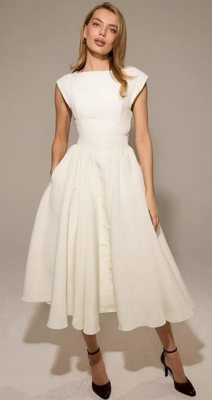 Suninheart New French Style Sexy Backless Sleeveless Pleated Slim Fit Vest Style Dress for Summer 2025