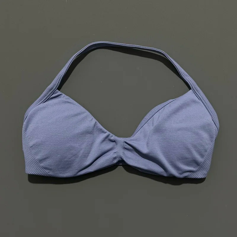 Impact Sports Bra - High Support Strappy Halter Bra With Removable Pads