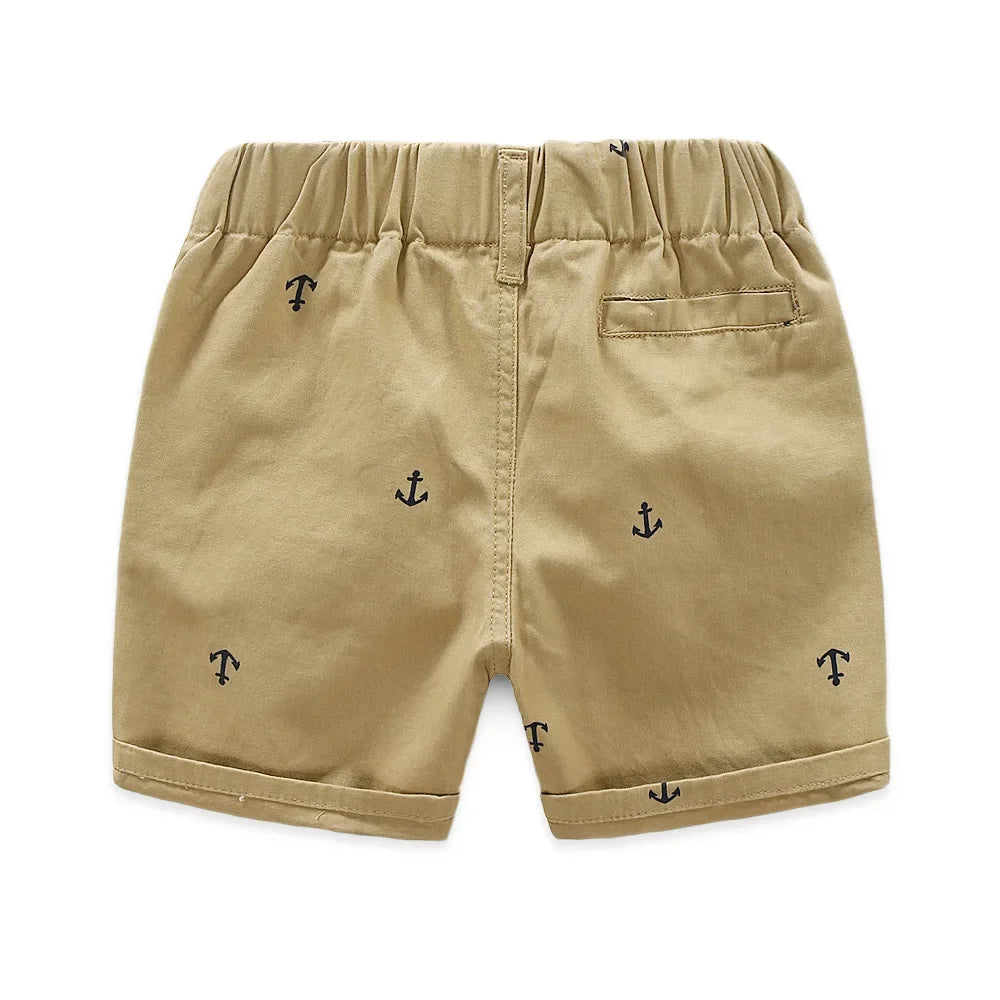 Boys Cotton Anchor Shorts - Toddler Summer Beach Capris 2-9 Years