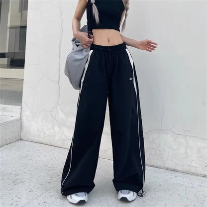 Women Cargo Pants Summer High Waist American Quick Dry Pants Y2K Baggy Hip Hop Casual Wide Leg Trousers Female Streetwear 2025