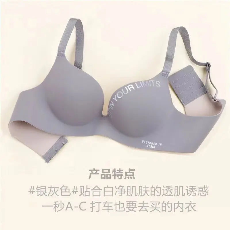 Seamless Push Up Bra - Women's One-Piece Wire Free Bra with Adjustable Straps