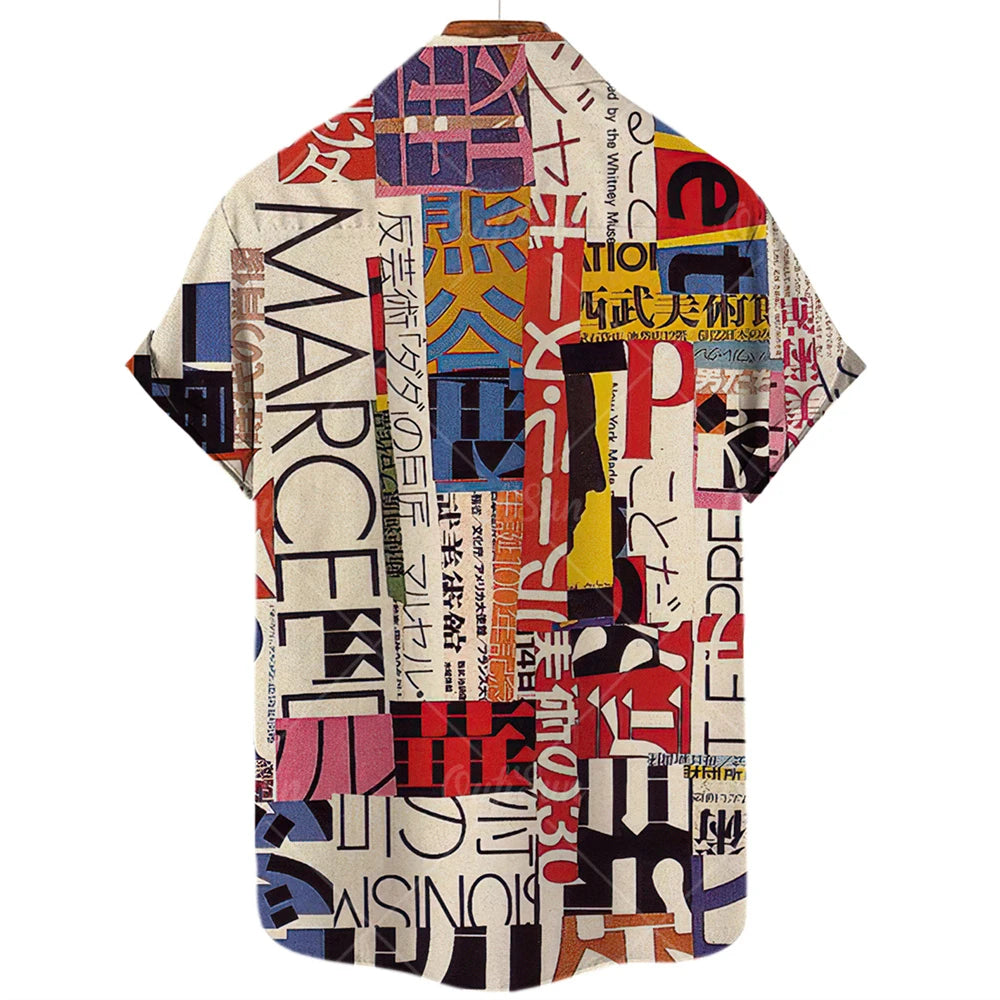 2022 3d Graffiti Oil Painting Printed Shirt Men Fashion Streetwear Hawaiian Beach Casual Lapel Plus Size 2022