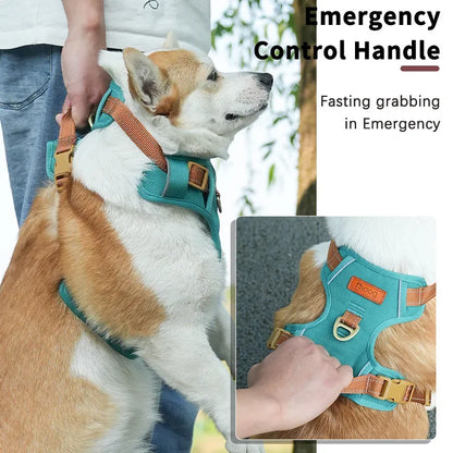 Retro pet chest strap, explosion-proof, reflective dog chest strap, anti-breaking dog leash