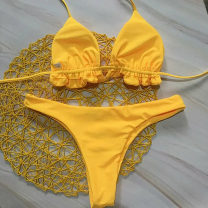 Brazilian Bikini Set - Sexy Two Piece Swimsuit With Push-Up Bandage Top