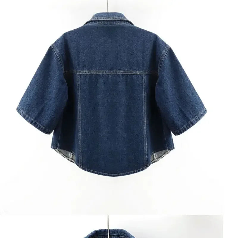 Fashionable New Versatile Short Sleeved Denim Jacket for Women Loose Korean Version Top Small Shawl Cardigan for Outerwear