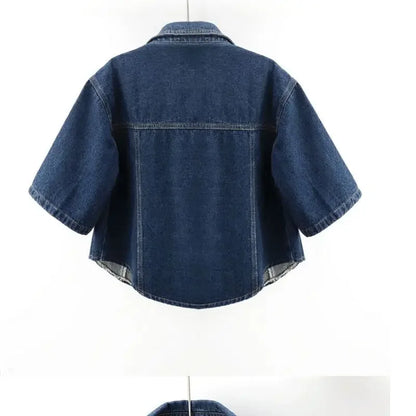 Fashionable New Versatile Short Sleeved Denim Jacket for Women Loose Korean Version Top Small Shawl Cardigan for Outerwear