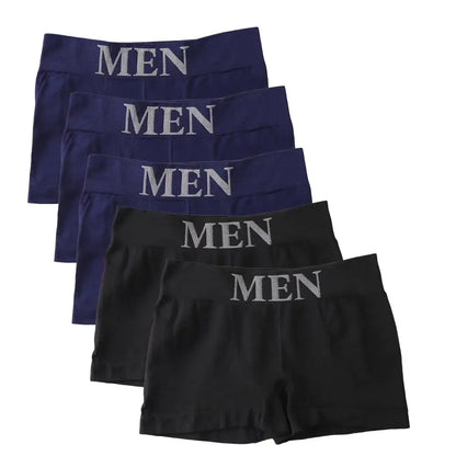 5PCS Thin High Elastic Men's Boxers Comfortable Plain Color Boxer Briefs Breathable Solid Underpants for Men