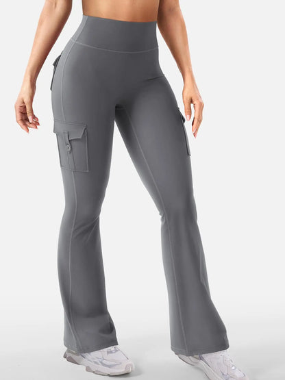 Newest Women Wide Leg High Stretch Yoga Leggings Naked Feeling Compression Fitness Workwear with Pockets Yoga Pant