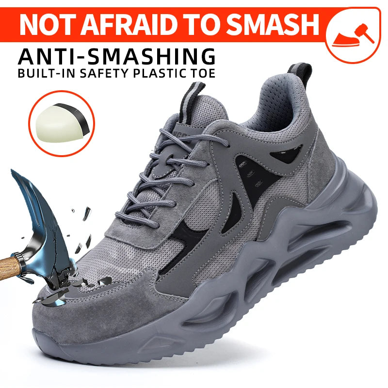 Men's Steel Toe Safety Shoes Anti-Smash Anti-Puncture Lightweight Breathable Industrial Work Shoes Lightweight Breathable Men's Safety Shoes Steel Toe Anti-Slip Sport-Style Industrial Work Shoes