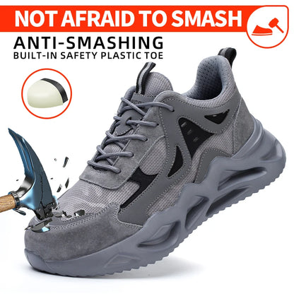 Men's Steel Toe Safety Shoes Anti-Smash Anti-Puncture Lightweight Breathable Industrial Work Shoes Lightweight Breathable Men's Safety Shoes Steel Toe Anti-Slip Sport-Style Industrial Work Shoes