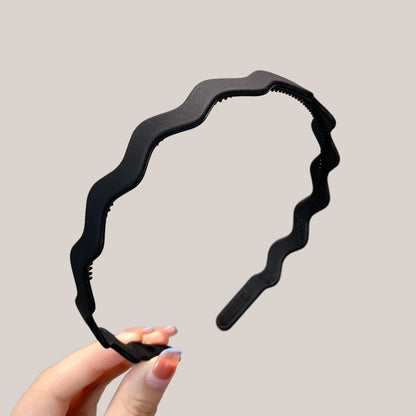 Unisex Metal Wavy Spring Hair Hoop Black Non Slip Outdoor Sports Headbands For Women Men Simple Hairband Face Washing Headdress