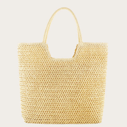 Women Straw Tote Handbag – Large Capacity Beach Bag With Zipper Closure