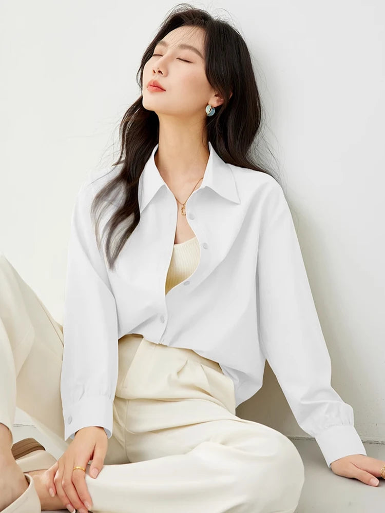 VIMLY Spring Formal Shirts Women 2026 Cotton Lyocell Button Up Shirts & Blouses Long Sleeve Top Office Wear for Woman M5889