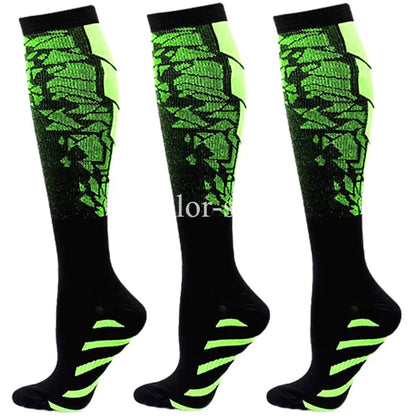 Compression Sports Socks - 3 Pairs Anti Slip Knee High Socks for Football & Basketball