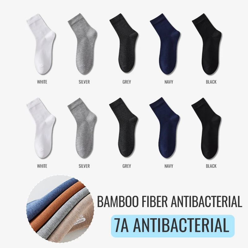 Antibacterial Bamboo Socks – Men’s Business Dress Socks, Thin Deodorant Crew, 5-Pack