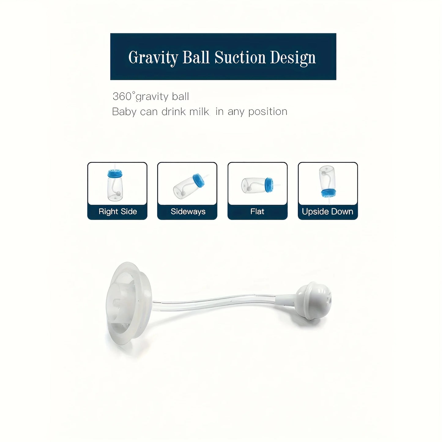 1pc 5oz/150ml Hands-Free PP Feeding Bottle with Straw Brush, Self-Feeding Normal-Neck Baby Bottle Set.