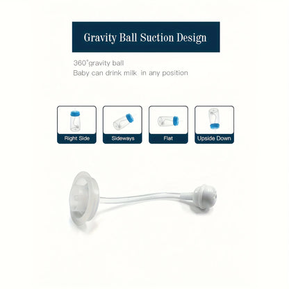 1pc 5oz/150ml Hands-Free PP Feeding Bottle with Straw Brush, Self-Feeding Normal-Neck Baby Bottle Set.