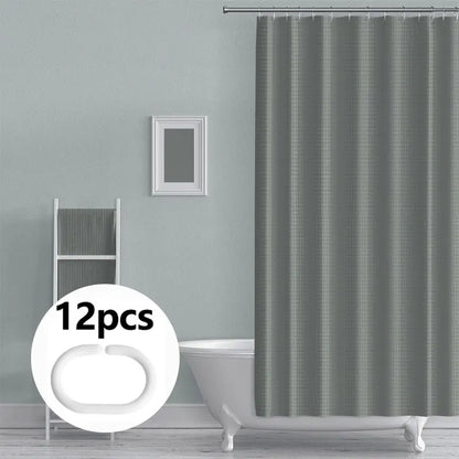 Waterproof Mildew-Proof Shower Curtain Set - Modern Plant Print with 12 Hooks - ZOOMNSTORE