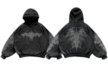 Y2K American Cloths Autumn New Mens 3D Graphic Printed Men Oversized Hoodie Fashion Streetwear Black Gothic Punk Hoodies For Man