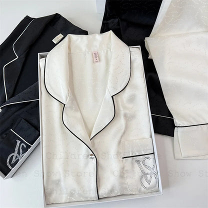 Short Sleeve Pajamas Sets Women Jacquard Loungewear Men Couple Summer New Homewear Loose Pijama Mujer Luxury 2 Pieces Lingerie