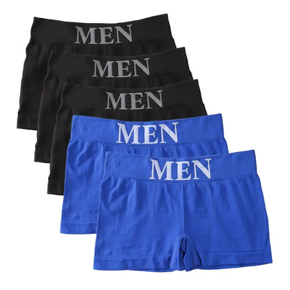 5PCS Thin High Elastic Men's Boxers Comfortable Plain Color Boxer Briefs Breathable Solid Underpants for Men