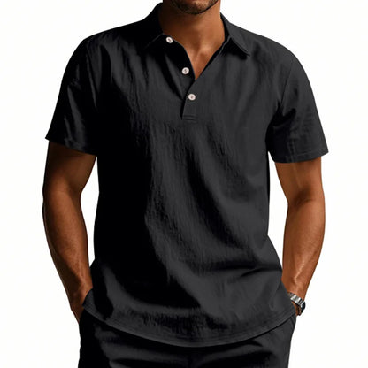Casual Linen Men's Polo Shirt Short Sleeve Beach Shorts Set Turn-down Collar Summer New Style Men's Fashion Clothing Set