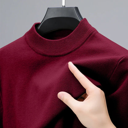 New Sweatwear Men's Half Neck Basic Solid Color Sweaters Round Neck Elastic Pullovers Warm Autumn Knitted Oversized Sweater Men