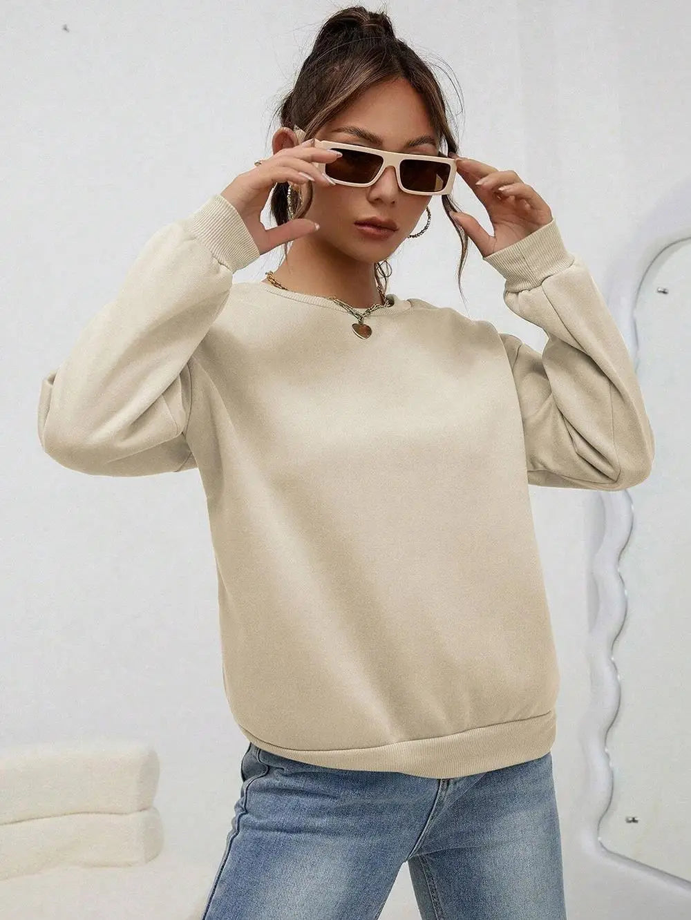 Solid Color Multicolor Woman Hoodie Casual Comfortable Clothing Loose Trendy Sweatshirt  Autumn Crewneck Female Pullovers
