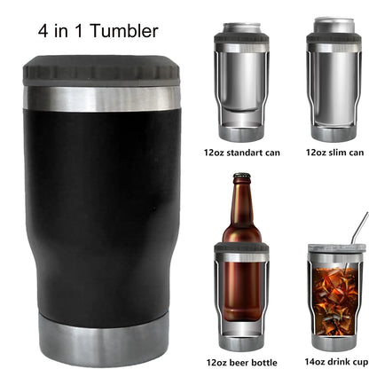 14oz Car Insulated Can Cooler, Universal Stainless Steel Double Lid Beer Cup Cooling Ice Water Bottles Insulated Slim Can Cooler