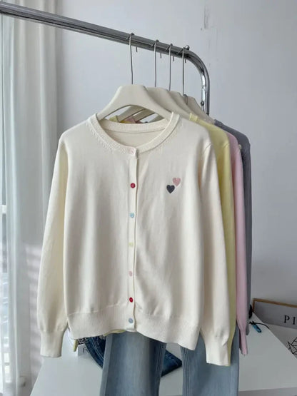 Fashion Versatile Women Sweater 2026 Autumn Winter Elegant Embroidered Women Knit Cardigan Long Sleeve Unique Colorful Buttons