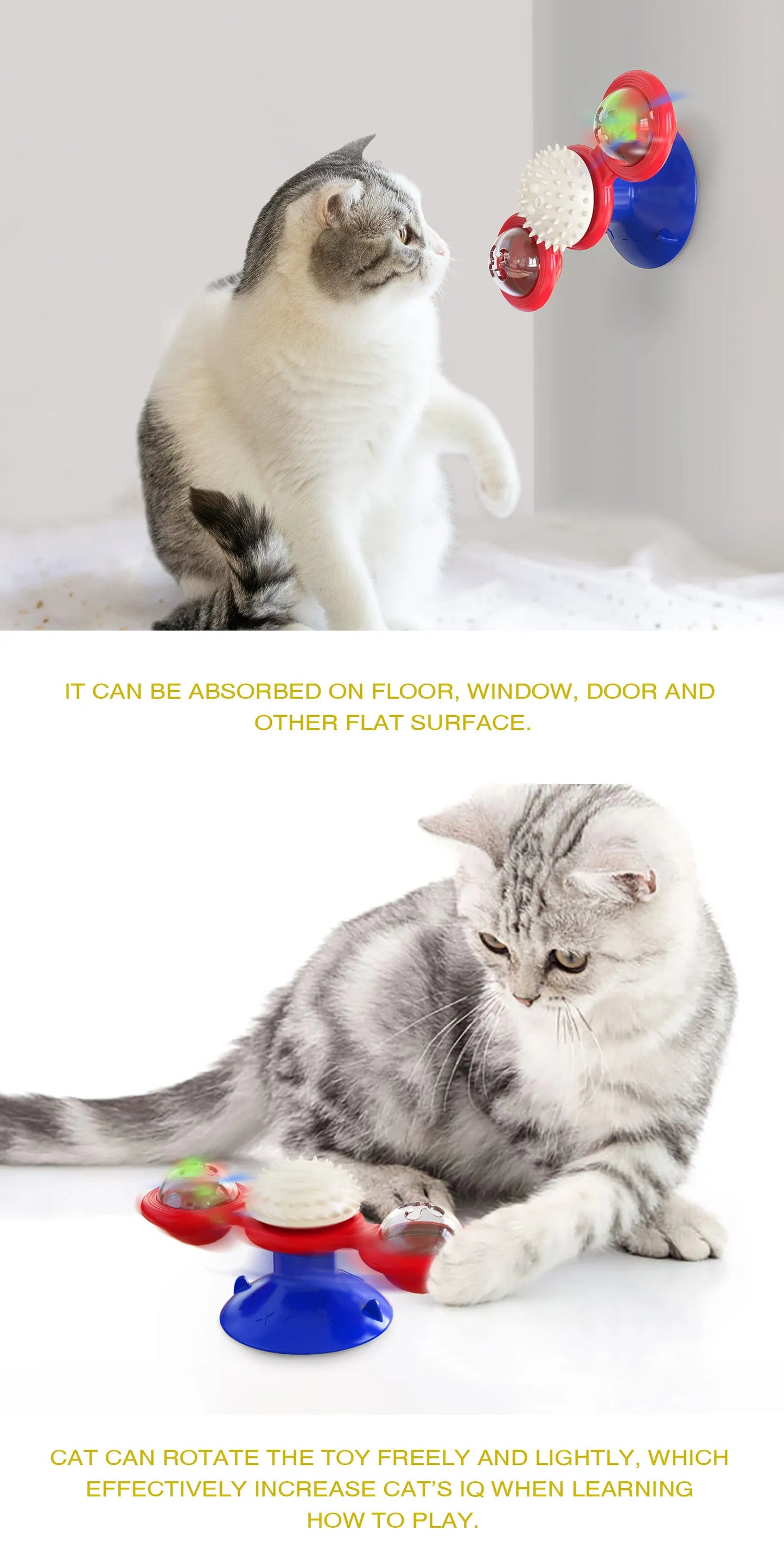 Windmill Cat Toy Interactive Pet Toys for Cats Puzzle Cat Game Toy with Whirligig Turntable for Kitten Brush Teeth Pet Supplies