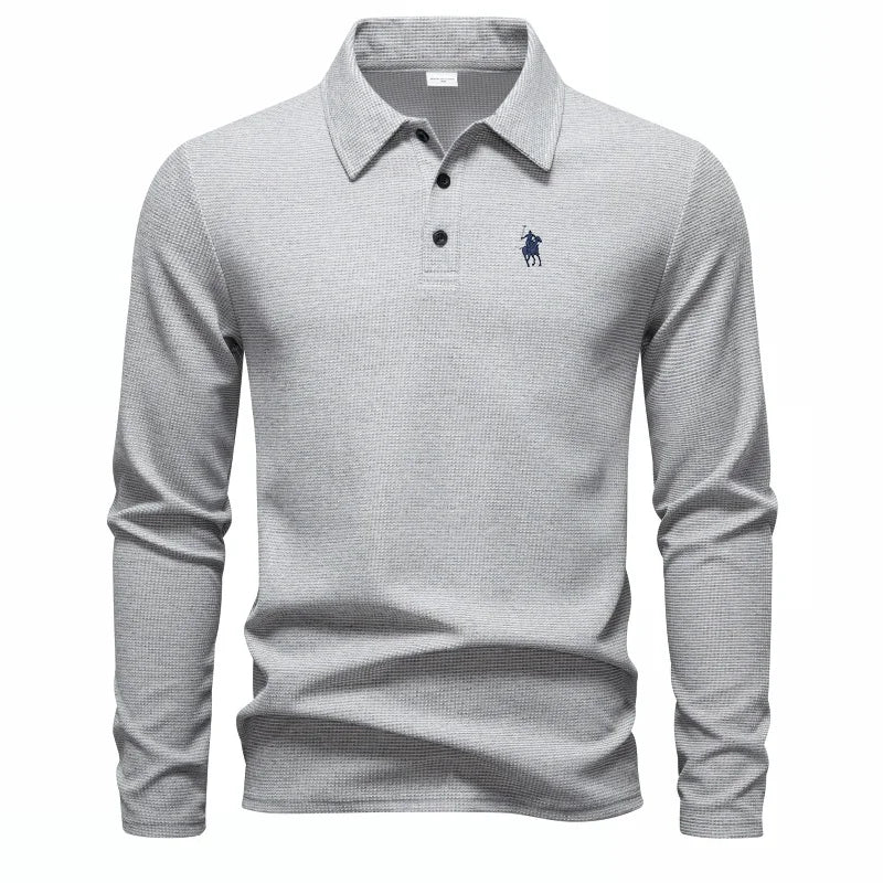 High end fashion polo shirt embroidered long sleeved men's clothing autumn new comfortable and breathable casual brand T-shirt
