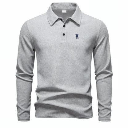 High end fashion polo shirt embroidered long sleeved men's clothing autumn new comfortable and breathable casual brand T-shirt
