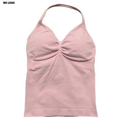 Women Yoga Vest - Longline Strappy Top | Breathable Fitness Tank Top Open Back Halter