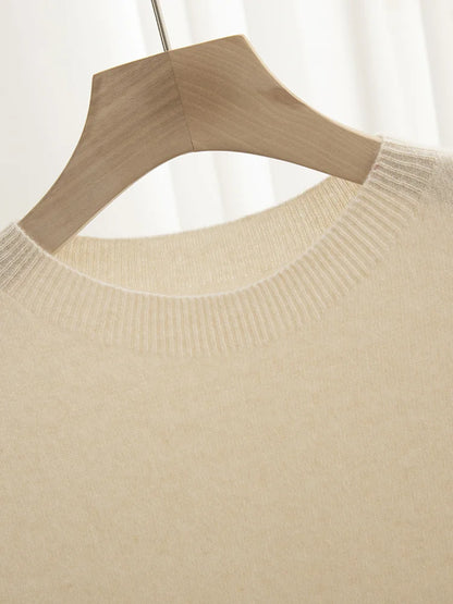 Men Classical T-shirt 100% Merino Wool Sweater O-neck Short Sleeve Pullover Smart Casual Basic Clothing Cashmere Knitwear Tops