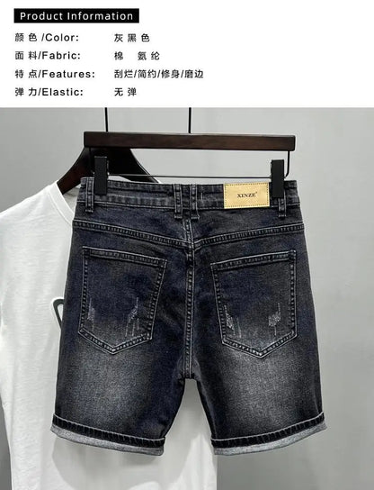 Men's Denim Shorts - Casual Summer Knee Length Black Boyfriend Five Pocket Soft Fabric