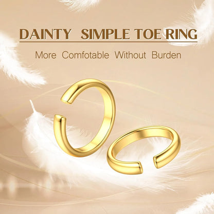 14K Gold Plated Toe Rings for Women Adjustable Toe Ring Open Band Toe Ring Summer Beach Foot Jewelry Gift