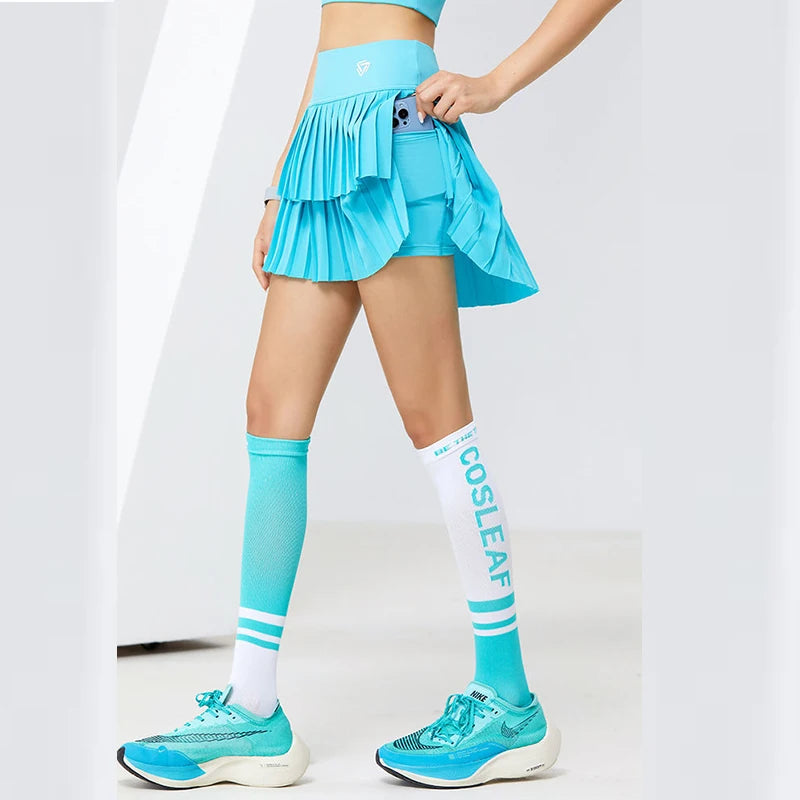 Women Sports Mini Pleated Skirt Golf Tennis Skirts High Waist Double Layer Gym Fitness Running Yoga Athletic Workout Skort