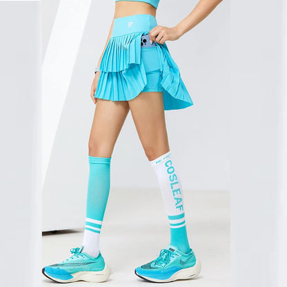 Women Sports Mini Pleated Skirt Golf Tennis Skirts High Waist Double Layer Gym Fitness Running Yoga Athletic Workout Skort